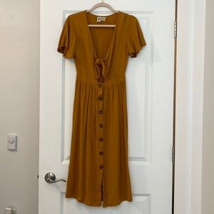 Mimi Chica mustard yellow “midi” dress